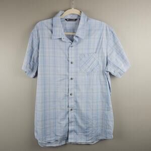 Travis Mathew Blue Plaid Button Up Casual Preppy Mens Size Large Shirt